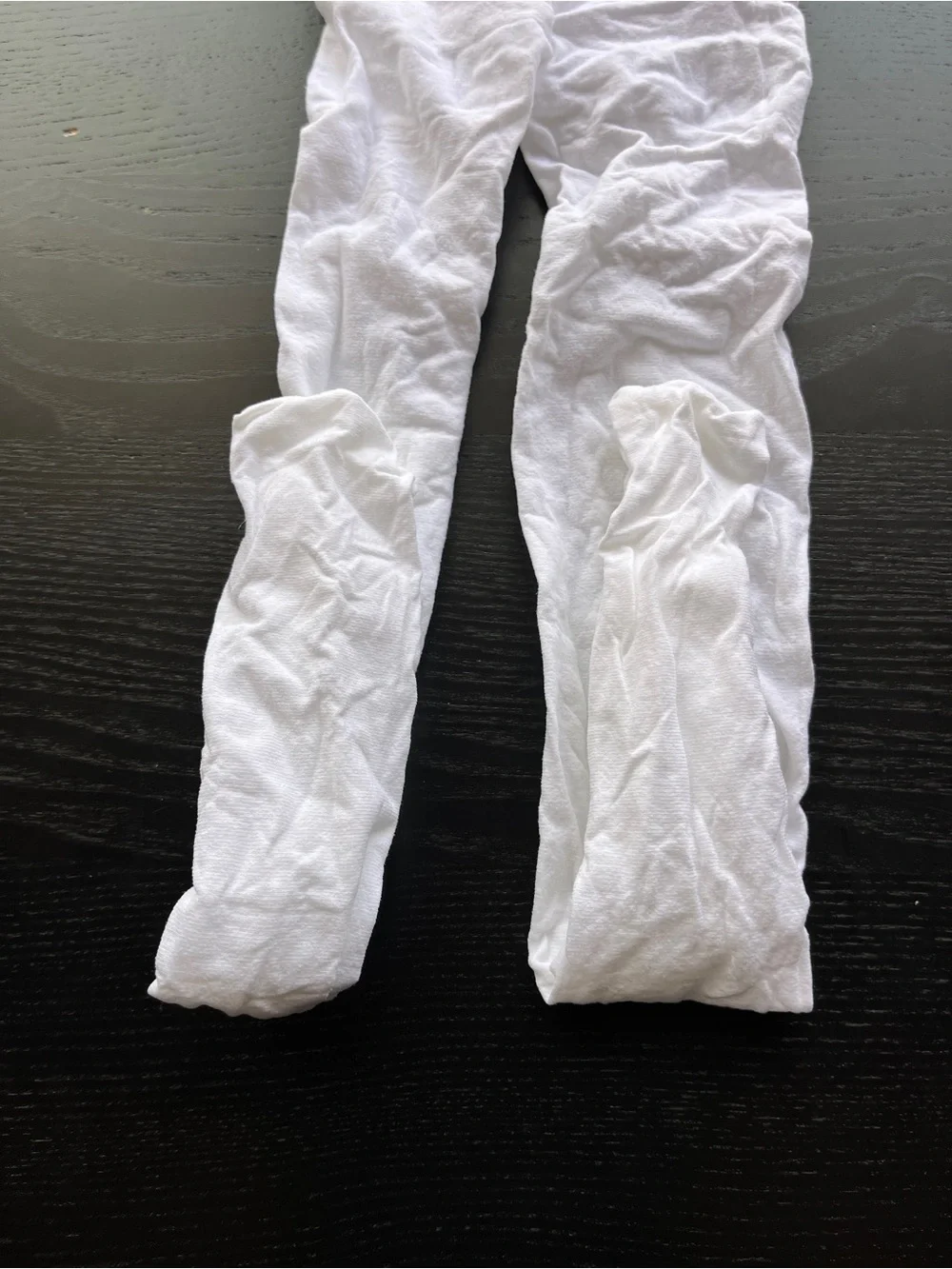 White Soft Knit Stretch Footed Tights Stockings Layering Basic Solid Color